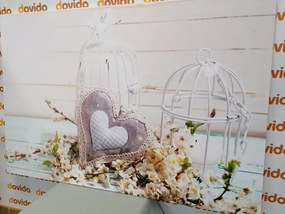 Quadro su tela – Cuoricino vintage e lanterne