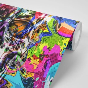 Carta da parati autoadesiva – Teschio artistico colorato