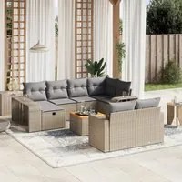 Set Divani da Giardino 11 pz con Cuscini Beige in Polyrattan 3266259