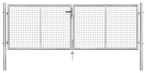 Cancello Per Giardino İn Acciaio Zincato 306x125 Cm Argento /