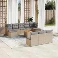 Set Divani da Giardino 11 pz con Cuscini Beige in Polyrattan 3223868