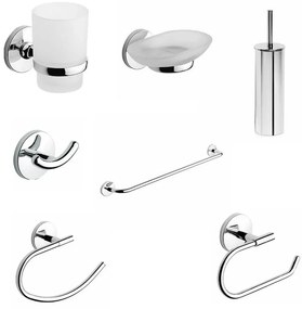 Set di accessori da bagno METAFORM Kit One 8 PZ in acciaio L 63 x H 15.5 x P 10 cm cromo