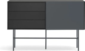 Cassettiera bassa nero/antracite con ante scorrevoli 140x91 cm Nube - Teulat