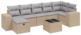 Set divano da giardino 8 pz con cuscini beige misto polyrattan