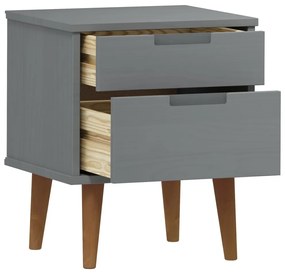 Comodino MOLDE Grigio 40x35x48 cm in Legno Massello di Pino