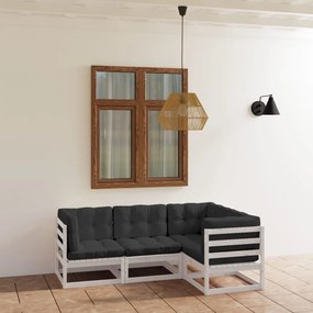 Set divani da giardino 4 pz con cuscini legno massello pino