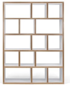 Libreria bianca con bordo in legno 150x198 cm Berlin - TemaHome