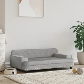 Lettino per cani grigio chiaro 90x53x30 cm in velluto