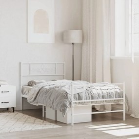 Giroletto Con Testiera E Pediera Metallo Bianco 90x190 Cm /
