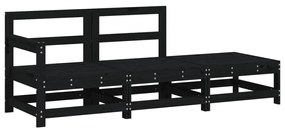 Set salotto da giardino 3 pz nero in legno massello di pino