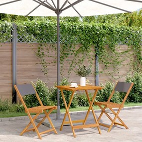 Set Da Bistrot 3pz Antracite İn Tessuto E Legno Massello /
