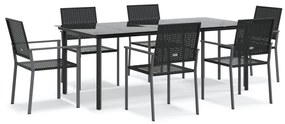 Set da pranzo da giardino 7 pz in polyrattan e acciaio