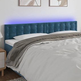 Testiera A Led Blu Scuro 180x5x78/88 Cm İn Velluto /