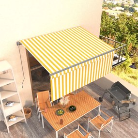 Tenda Da Sole Retrattile Con Parasole 3,5x2,5m Gialla E Bianca /