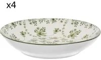 Set 4 piatti fondi fiori verde porcellana Hanami