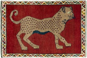 Gabbeh Tappeto 140x100 Rosso (Iran) Annodato A Mano