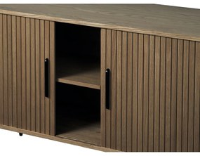 Cassettiera marrone con effetto rovere con ante scorrevoli 180x76x45 cm Nola – Unique Furniture