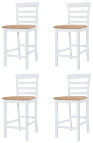 Set tavolo e sedie da bar 5 pz legno massello marrone e bianco