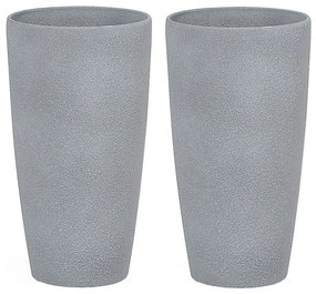 Set di 2 vasi polvere di pietra grigio ⌀ 23 cm ABDERA Beliani