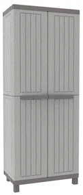 Armadio alto C-Wood 2680 in polipropilene, grigio chiaro L 68 x H 170 x P 39 cm, 2 ante, adatto per interno/esterno