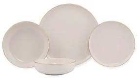 Set da tavola 16 pezzi in porcellana bianca con finiture dorate