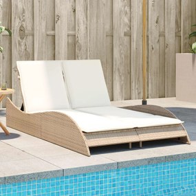 Lettino Prendisole Con Cuscini Beige 114x205x73 Cm Polyrattan /