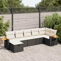 Set Divani da Giardino con Cuscini 7pz Nero Polyrattan 3325983