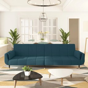 Divano Letto A 2 Posti Con 2 Cuscini Blu İn Velluto /