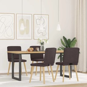 Sedie Da Pranzo 4 Pz Marrone Scuro İn Tessuto /