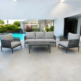 CASCADA - salotto outdoor con struttura in alluminio grigio chiaro, antracite o naturale