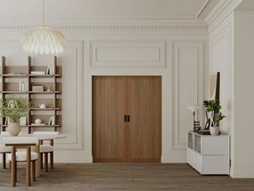Porta scorrevole doppia con sistema a incasso 2 x H205 x L83 cm in MDF e Legno Naturale scuro - SANDORA