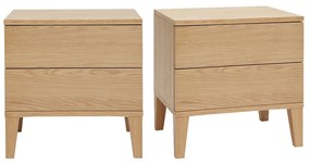 Comodini scandinavi 2 cassetti legno rovere chiaro L50 cm (set di 2) FREDDY