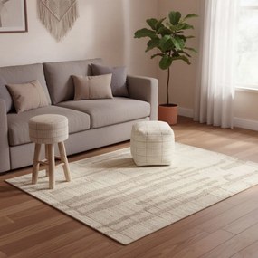 TAKEO - tappeto in lana avorio con decoro