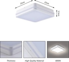 Brilagi - lampada da esterno con sensore BENE LED/18W/230V 22x22 cm bianca IP54