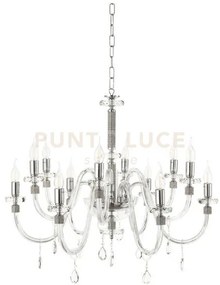 Lampadario dido 12 luci cristallo e cromo attacco e14 d.83cm