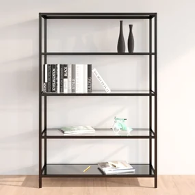 Scaffale Nero E Trasparente 100x36x168 Cm İn Vetro Temperato /