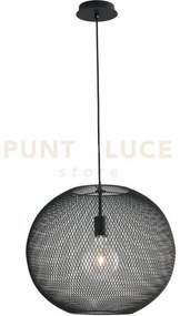 Lampadario a sospensione rete in metallo esedra nera 1 luce attacco...