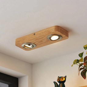 Lindby Mikari plafoniera LED di legno, 2 luci