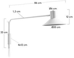 Kave Home - Lampada da parete Aria in acciaio con finitura bianca