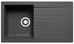 Lavello 1 vasca con gocciolatoio laterale destro o sinistro PYRAMIS Scirocco resina L 50 x L 86 cm nero