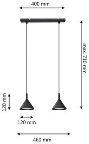 Lampadario a sospensione con filo ETNA 2xGX53/15W/230V nero