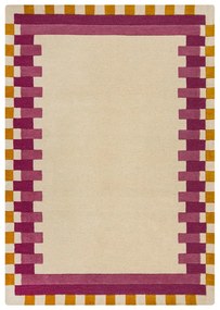 Tappeto in lana giallo e rosa tessuto a mano 200x290 cm Kai Wool Border - Flair Rugs