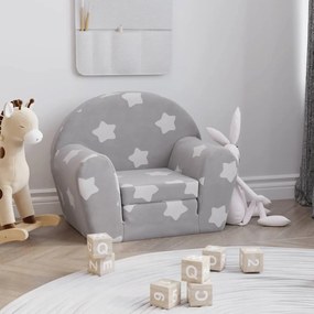 Divano Letto Bambini Grigio Chiaro Con Stelle Morbido Peluche /