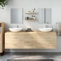 Set Mobili da Bagno 5 pz Rovere in Legno Multistratocod mxl 116394