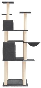 Albero per Gatti con Tiragraffi in Sisal Grigio Scuro 166 cm