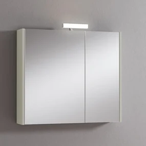 Pensile con luce Akira laccato lucido grigio nuvola L 80 x H 70 x P 15.5 cm