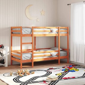 Letto A Castello Marrone Cera 75x190 Cm İn Legno Di Pino /