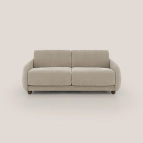 Giglio divano letto scandinavo japandi con materasso H18 cm in tessuto Bouclé impermeabile T07 beige