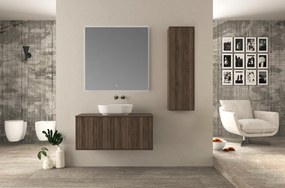 Mobile da bagno sospeso sotto lavabo L 100 x H 43 x P 46 cm noce, 2 cassetti BADEN HAUS DOMINO