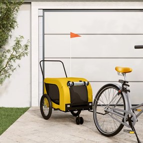Rimorchio Da Bici Per Animali Giallo E Nero Oxford E Ferro /